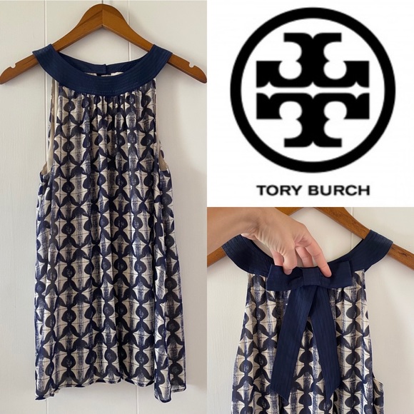 💙 Tory Burch Sleeveless Scoop Neck Tent Blouse - Picture 1 of 7